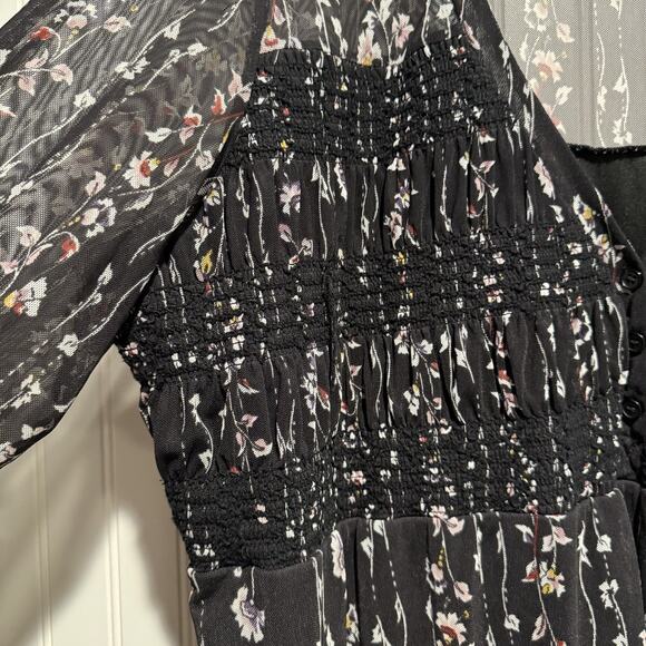 Maurices Black Floral Smocked Mesh Top Plus Size 3X - Picture 5 of 9